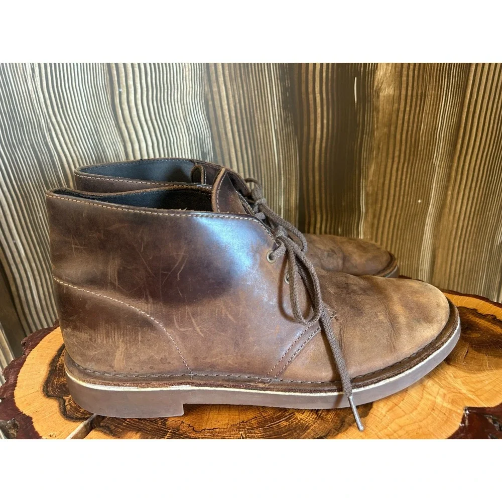 Clark's Bushacre 2 Chukka Desert Leather Boots Distressed Men's Size 8.5/41.5